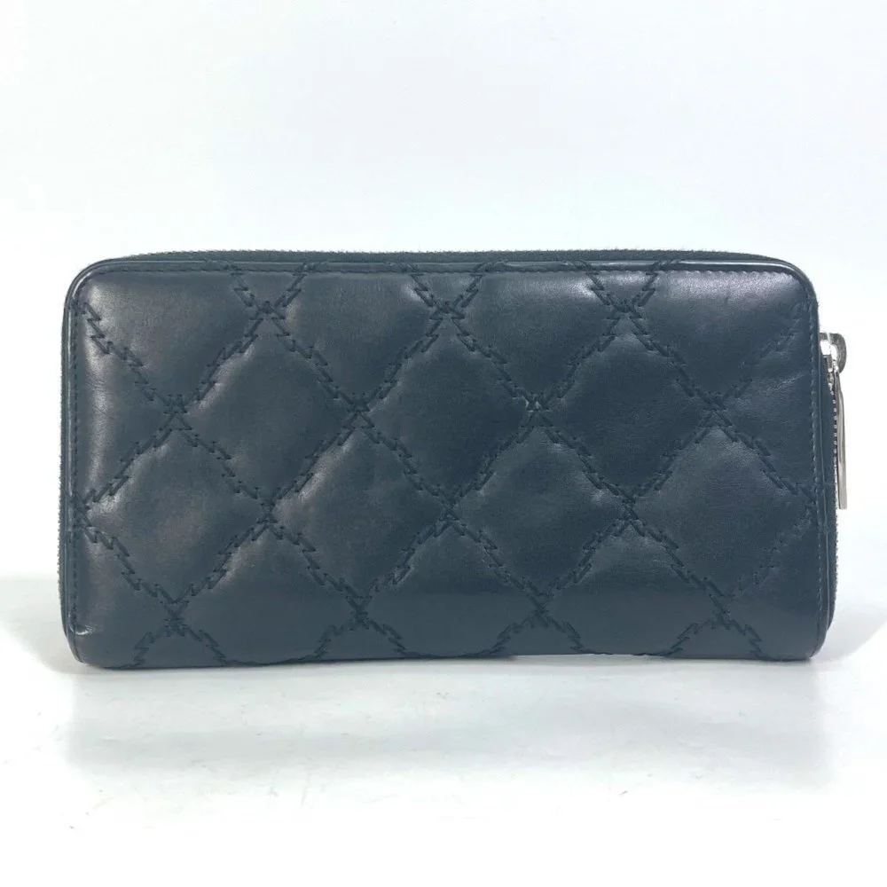 CHANEL Black Lambskin Leather Logo Wallet